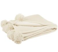 Plaid pompon polyester crème - J-line - Beige - Polyester Beige G