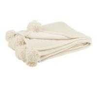 Plaid pompon polyester crème - J-line - Beige - Polyester Beige G