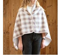Plaid poncho 2 en 1 polaire avec boutons pression - motif vichy Lin 80x135 cm