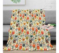 Plaid Poupée Russe 3D Imprimée Couverture Microfibre Décor Maison Jeté Matriochka Doux pour Adulte Jeune Canapé Lit 40x50(100x130cm)