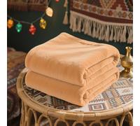 Plaid pour Lit 115 x 260 cm Doux et Chaud Couverture Polaire Flanelle Idée Cadeau pour Lits, Canapés, Chaises et Divans, Beige