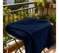 Plaid pour Lit 125 x 180 cm Moelleuse et Chaude Plaid Couverture Polaire Toutes Saisons pour Lit Canapé Voyage, Bleu Foncé