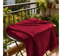 Plaid pour Lit 145 x 170 cm Moelleuse et Chaude Plaid Couverture Polaire Toutes Saisons pour Lit Canapé Voyage, Vin Rouge