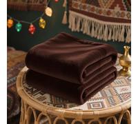 Plaid pour Lit 60 x 90 cm Doux et Chaud Couverture Polaire Flanelle Idée Cadeau pour Lits, Canapés, Chaises et Divans, Brun