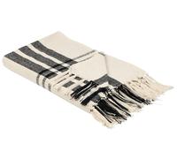 Plaid Rectangulaire 130 x 170 cm en Coton Blanc Cassé et Noir Yuvali