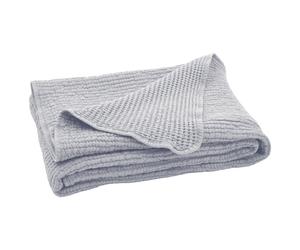 Plaid réversible 125x180 cm JAIPUR coton stone-washed gris perle