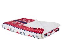 Plaid réversible rouge et blanc 200 x 220 cm motif Noël REKA