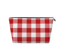 Plaid Rouge et Blanc, Trousse de Toilette Trousse de Maquillage Sac à cosmétiques Trousse de Toilette de Voyage Portable