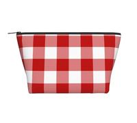 Plaid Rouge et Blanc, Trousse de Toilette Trousse de Maquillage Sac à cosmétiques Trousse de Toilette de Voyage Portable