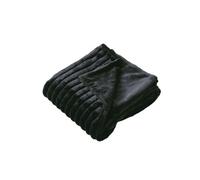 - Plaid SELA effet fourrure côtélée et flanelle - 150 x 125 cm - Noir - SELA