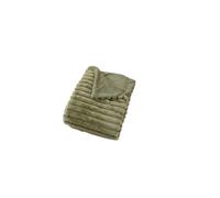 - Plaid SELA effet fourrure côtélée et flanelle - 150 x 125 cm - Olive - SELA