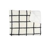 AltoBuy Plaid Sherpa 130x160cm Blanc à Carreaux Noirs