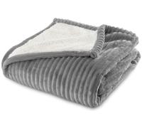 Plaid Sherpa 130x170 cm Gris foncé - Doublé Imitation Mouton retourné - Tout Doux et Bien Chaud