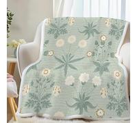Plaid Sherpa à Motif Pissenlit - Couverture Polaire Plante Style Jardin 100x150 cm - Jeté de Canapé Epaisse et Moelleux - Plaid Hiver pour Lit 1 Personne ou Canapé, G-10