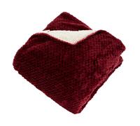 Plaid flanelle effet sherpa Lyno rouge grenat 170x130cm - Atmosphera Créateur d'intérieur