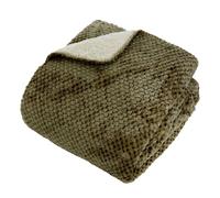 Créateur d'intérieur - Plaid Sherpa en Flanelle "Lyno" 130x170cm Vert Kaki