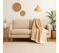 Plaid Sherpa Flanelle 150x200cm - 480GSM - Ultra-Doux & Chaud, Couverture Cocooning pour Canapé & Lit - Beige - Déco Arts