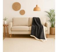 Plaid Sherpa Flanelle 150x200cm - 480GSM - Ultra-Doux & Chaud, Couverture Cocooning pour Canapé & Lit - Gris Anthracite - Déco Arts