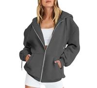Plaid Stitch Islandais Cashmere Camionneur Fin Cachemire Sherpa Maigrir Original Oversize Chic Pull Femme Long Roule Col Rond Veste Sweat de Chemise Tenue Interieur Femme Chaud Gris foncé XL
