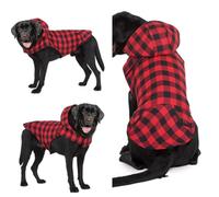 Plaid Sweat à Capuche Chaud Coton Sweatshirt pour Chiens Pet Manteau Chien grand Hiver vêtements pour Animaux de Compagnie Coupe-Vent Veste de Chien pour Grande Chiens de Taille Moyenne (Red, S)