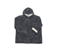 HOME DECO FACTORY Sweat plaid TX0071, Fausse fourrure, capuche et manches - 85x115 cm Gris foncé