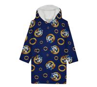 Plaid Sweat Capuche Sonic Enfant - Couverture Portable Sherpa Polaire (7-14 Ans) (Taille Taille Unique,Couleur Bleu)