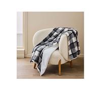 Douceur d'Intérieur Plaid Écossais Tartan et Sherpa Chaud 125 x 150 cm Anthracite