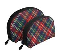 Plaid Tartan, Trousse de Maquillage Coquille Femme Petit Porte-Monnaie Trousse de Toilette Trousse à cosmétiques 2 pièces