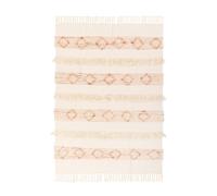 Plaid Tissé à la Main "Bohist" 130x170cm Rose & Crème