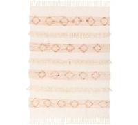 Plaid Tissé à la Main "Bohist" 130x170cm Rose & Crème Rose G
