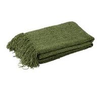 Plaid Tissé en Viscose ""Saya"" 130x180cm Vert Foncé