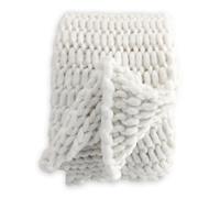 Plaid Tissé Uni "Kate" 130x170cm Blanc