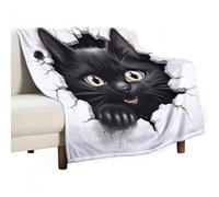 Plaid Tout Doux Le Chat Couverture Polaire3D Le Chaton Lit Plaid Jeté Confortable Plaid De Voyage pour Enfant Adolescents Cadeau d'anniversaire 150x200cm
