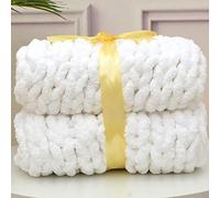 Plaid Tricot Grosse Maille 100x200cm, Plaid Grosse Maille Plaid Tricot Couverture De Canapé en Laine GrossièRe TisséE à La Main Plaid Laine Grosse Maille Plaid