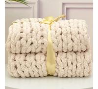 Plaid Tricot Grosse Maille 80x100cm, Plaid Grosse Maille Plaid Tricot Couverture De Canapé en Laine GrossièRe TisséE à La Main Plaid Laine Grosse Maille Plaid