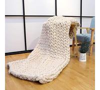 Plaid Tricot Grosse Maille, Doux Épais Géant Couverture Chenille, Fait Main Luxe Mode Couverture Tricotée En Laine Jeter Une Couverture, Pour Canapé Lit Fauteuil Jardin ( Color : Beige , Size : 120*15