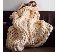 Plaid Tricot Grosse Maille, Super Épais Confortable Chaud Couverture Chenille, Fait Main Laine Couverture Tricotée, Mode Couverture de Canapé Tapis de Yoga Tapis Décoration de Maison Cadeau (Color :