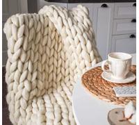 Plaid Tricot Grosse Maille, Super Épais Confortable Chaud Couverture Chenille, Fait Main Laine Couverture Tricotée, Mode Couverture de Canapé Tapis de Yoga Tapis Décoration de Maison Cadeau (Color :