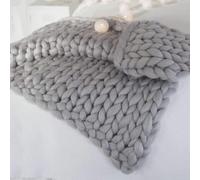 Plaid Tricot Grosse Maille, Super Épais Confortable Chaud Couverture Chenille, Fait Main Laine Tricotée, Mode Tapis de Yoga Décoration de Maison Cadeau