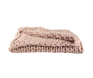 Plaid tricoté grosse maille 120x150 cm CHUNKY Rose