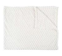 Plaid Ultra Doux 120x150cm Motif Chevrons Blanc