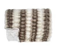 Plaid Ultra Doux 140x200cm Imitation Fourrure Texturée Marron et Crème