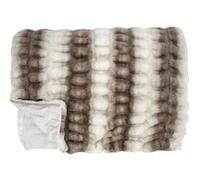 Plaid Ultra Doux 140x200cm Imitation Fourrure Texturée Marron et Crème