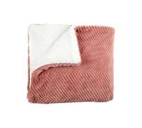 Plaid Ultra Doux 140x200cm Imitation Fourrure Texturée Rose et Sherpa