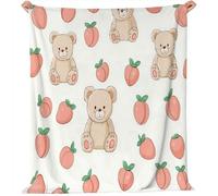Plaid Ultra Doux Et Chaud en Polaire 220 X 240 Cm Dessin Animé Ours Pêche Beige - Couverture Légère, Moelleuse pour Canapé Et Lit, pour Salon, Chambre, Voyage Ou Cadeau