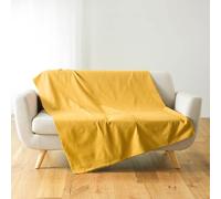 Plaid Uni en Coton "Lucile" 180x220cm Jaune