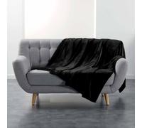 Douceur d'Intérieur Plaid Flanou Flanelle unie 180x220 cm Noir