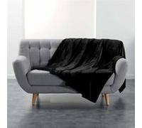Douceur d'Intérieur Plaid Flanou Flanelle unie 180x220 cm Noir
