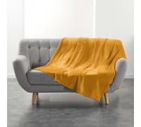Plaid Uni en Flanelle "Flanou" 180x220cm Ocre