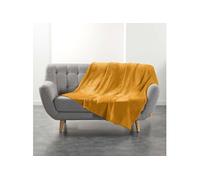 Plaid Uni en Flanelle "Flanou" 180x220cm Ocre